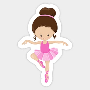 Ballerina, Ballet Girl, Ballet Dance, Brown Hair Sticker